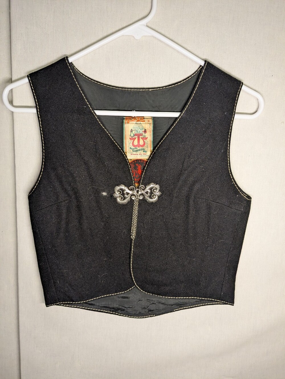 Black Women's Vest with Decorative Clasp